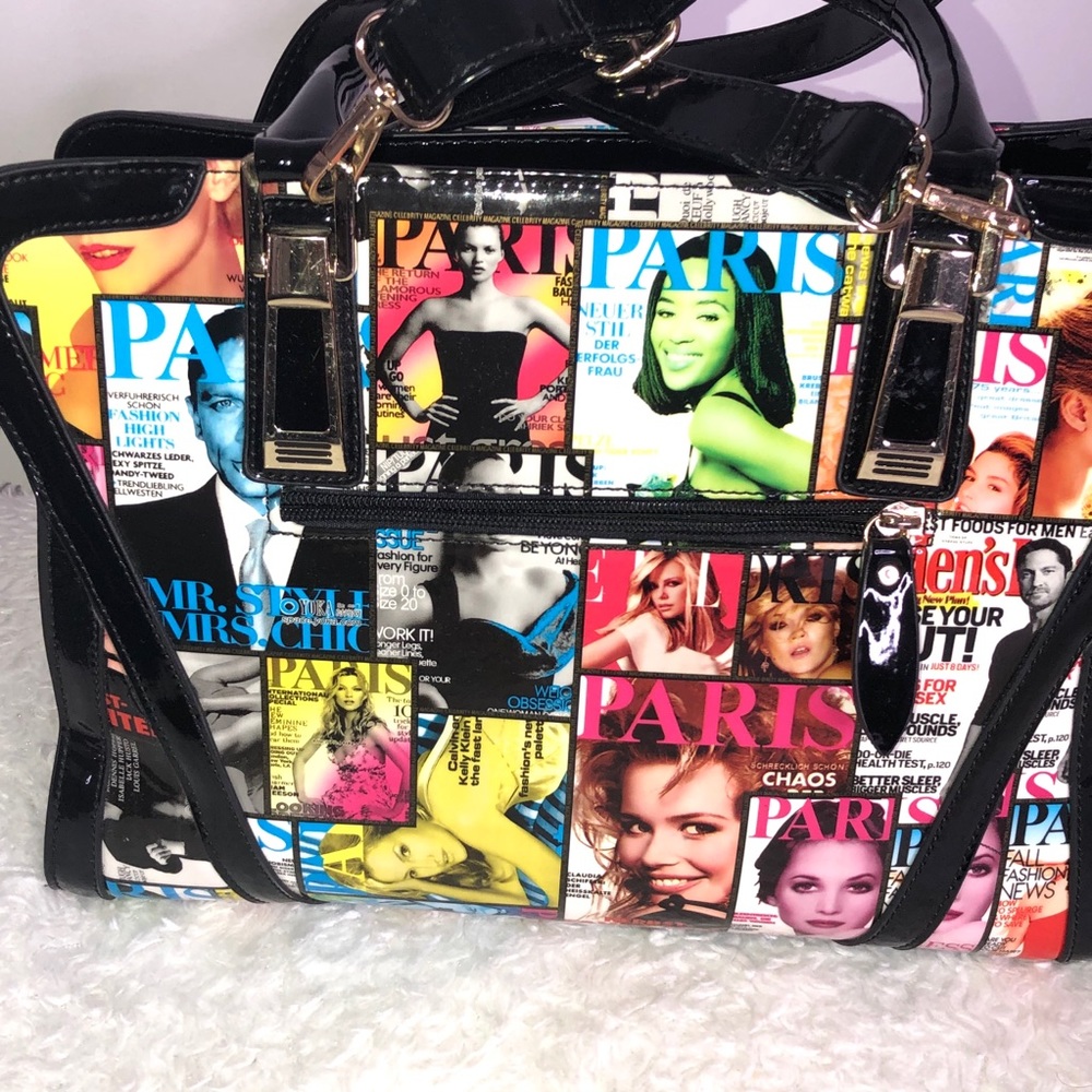 COPY - Faux Patent Leather Glossy Magazine Handbag